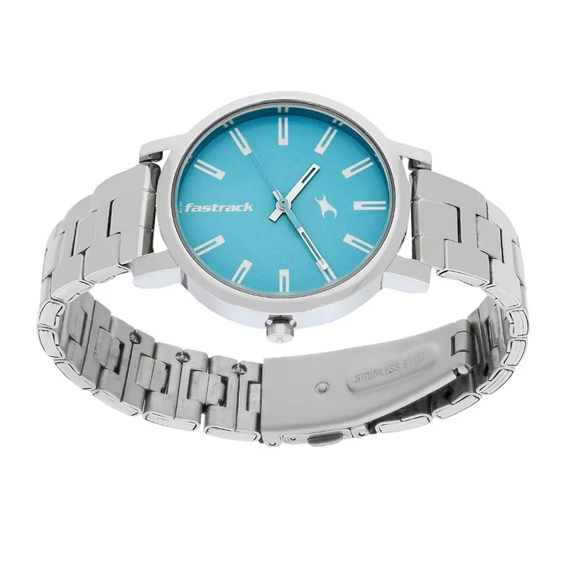 Fastrack Fundamentals Eastern Blue Dial Silver Ladies Watch- 68010SM02